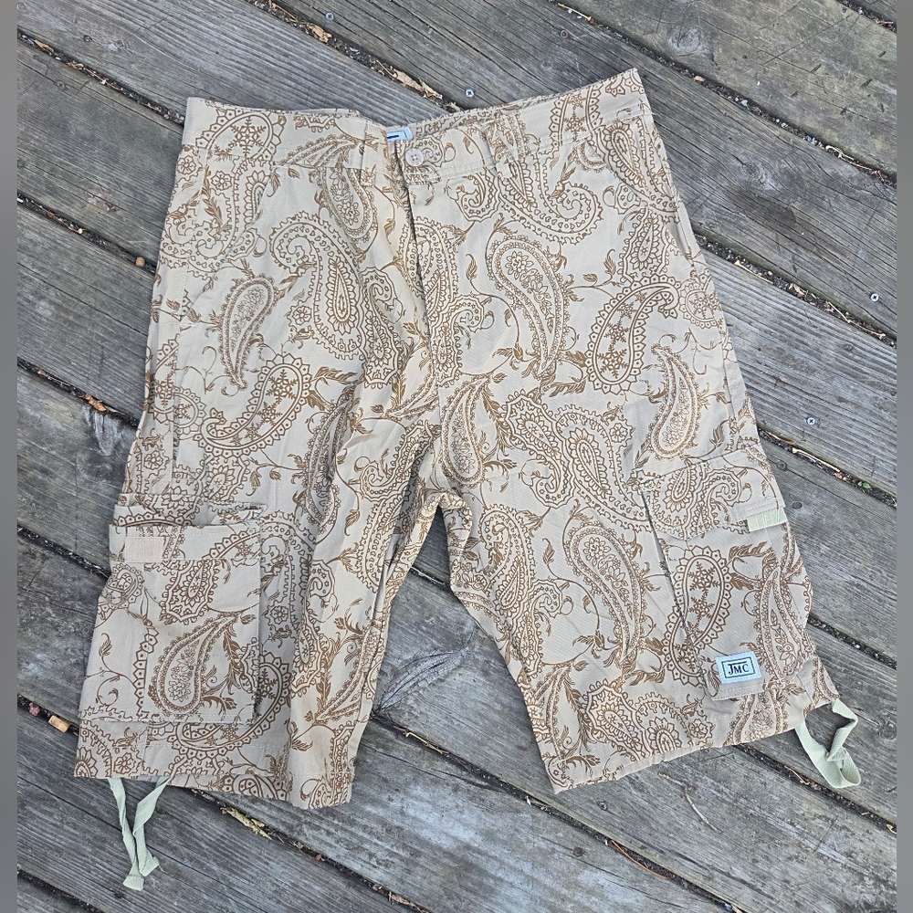 JMC Men's Cargo Shorts Size 38 Tan Paisley Multi Pocket